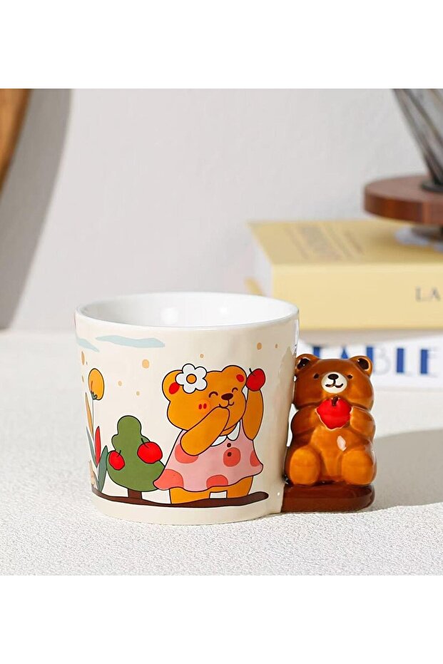 كوب سيراميك بتصميم دمية الدب المبتسمة - 3