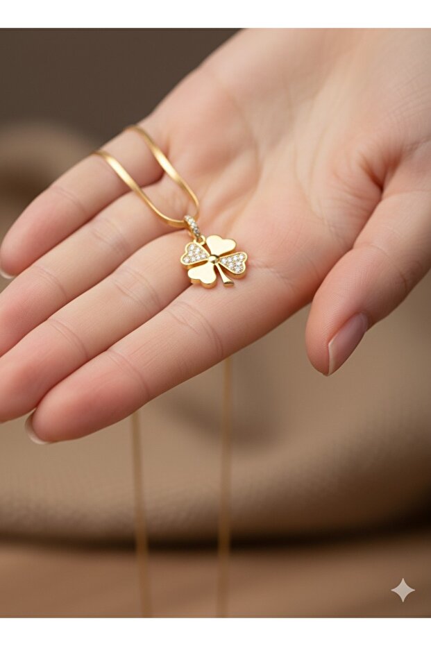 Yonca şeklinde paslanmaz Çelik kolye - 3