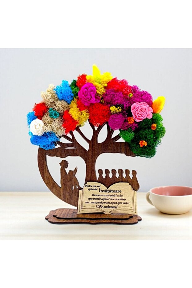 Tree decoration with lichens (4 seasons) and message for Teacher "Most appreciated..." – 2 - 2