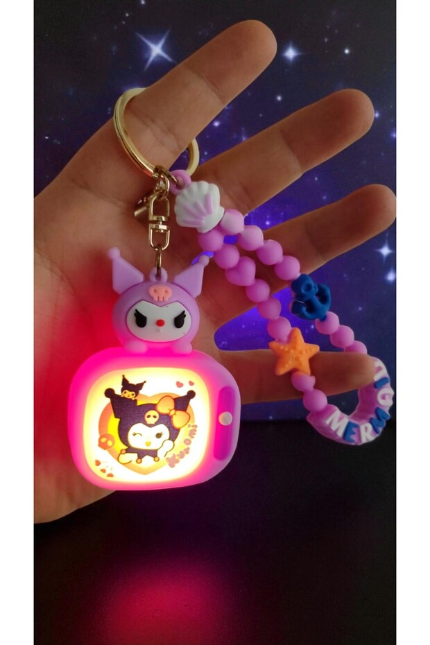 Kuromi Tv Screen Light-Up Silicone Strap Bag Accessory and Keychain Strap Excluded Size (7Cm*5Cm)