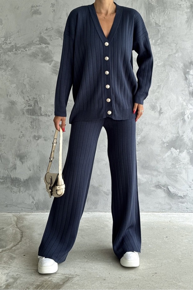 Basic Oversized Wick Knit Detailed Knitwear Bottom-Top Set Aw25Au0025