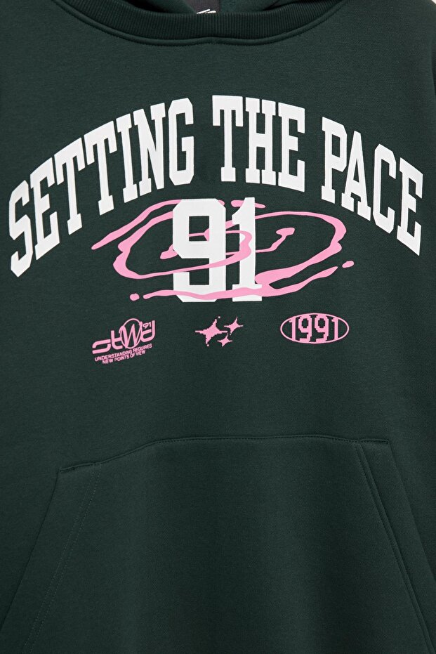 Kapüşonlu 91 grafik sweatshirt - 8