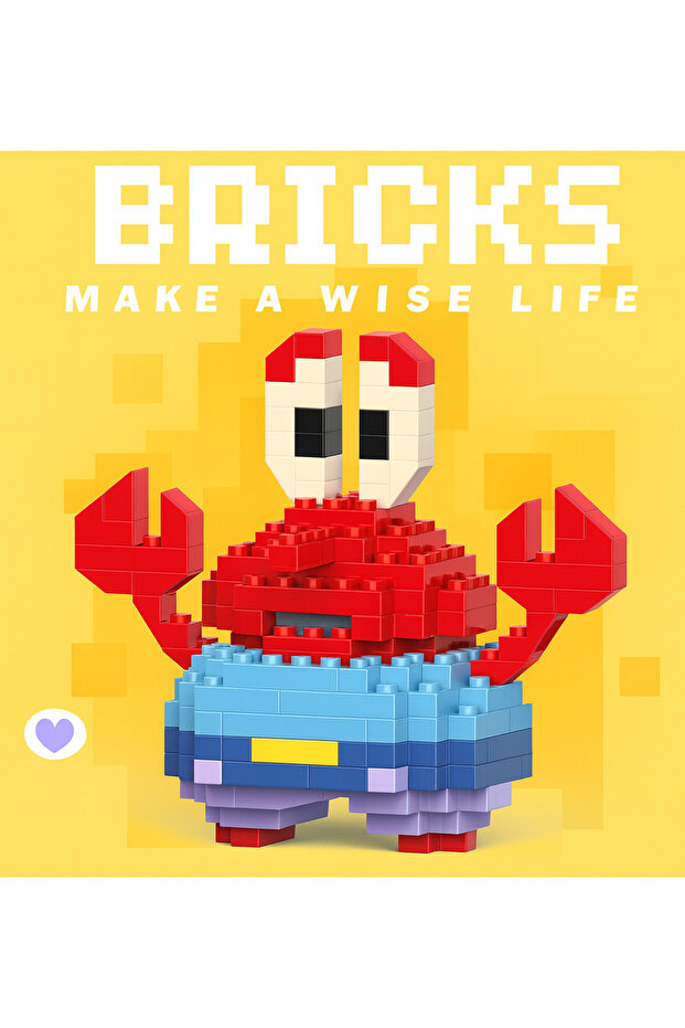 Bricks Bay Yengeç Mini Bricks 3D Puzzle / Bay Yengeç Sevimli Figür / Eğlenceli Setler / Hobi+ - 1