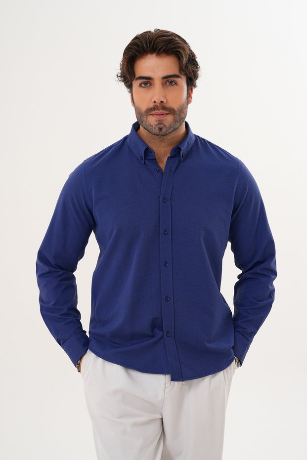 Shirt Cotton Oxford Fabric Washable Regular Transitional Men's Shirts