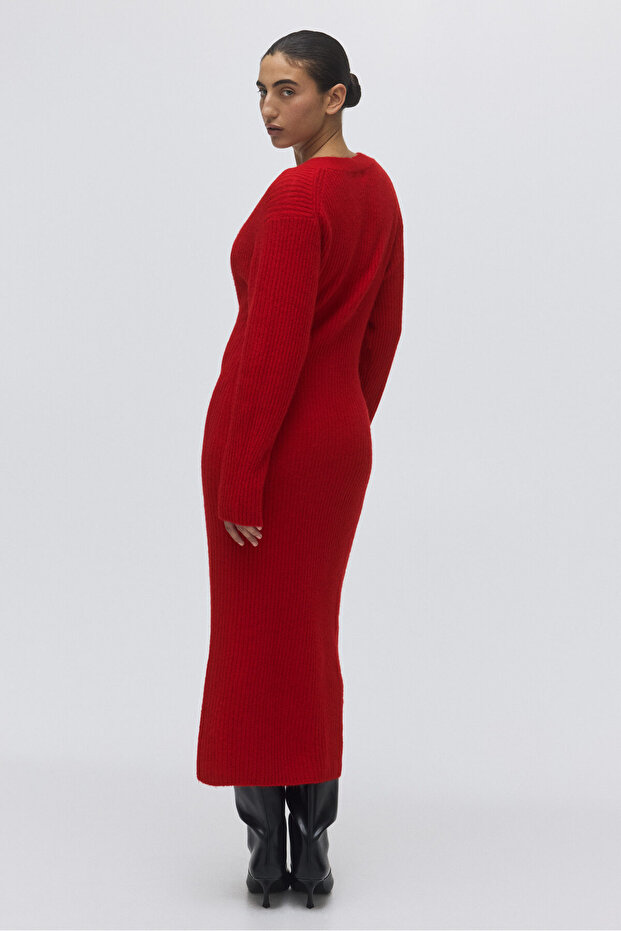 Lastik Örgülü Elbise - 1