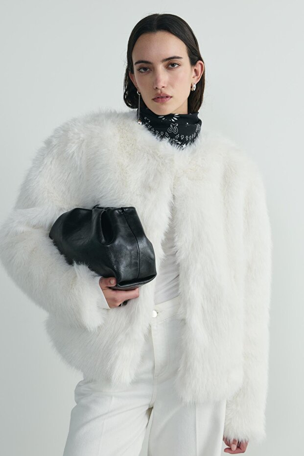 Ecru Lexi Faux Fur Coat