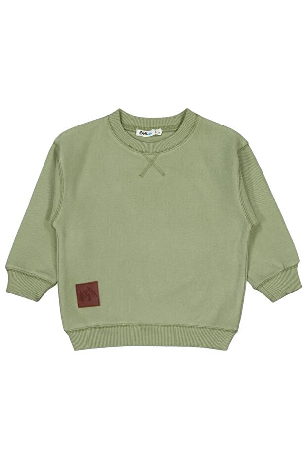 Civil Boy's Karyoka Stitched Sweatshirt | Selanik Long Sleeve | School Nursery and Daily Use - Khaki