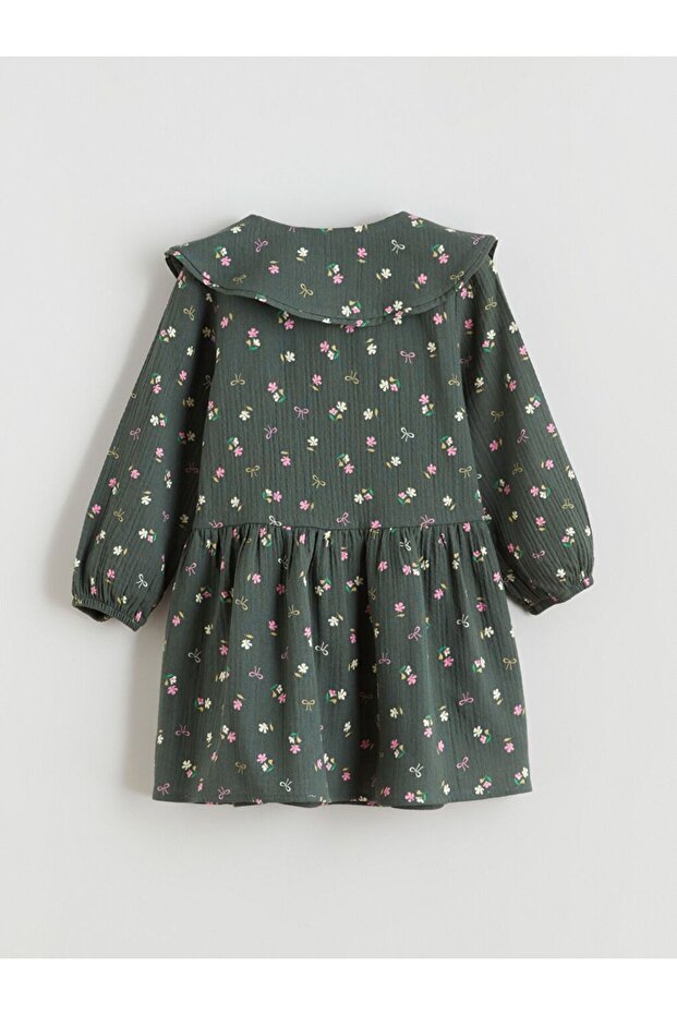 LCW Kids Bebe Yaka Çiçekli Kız Çocuk Elbise - 3