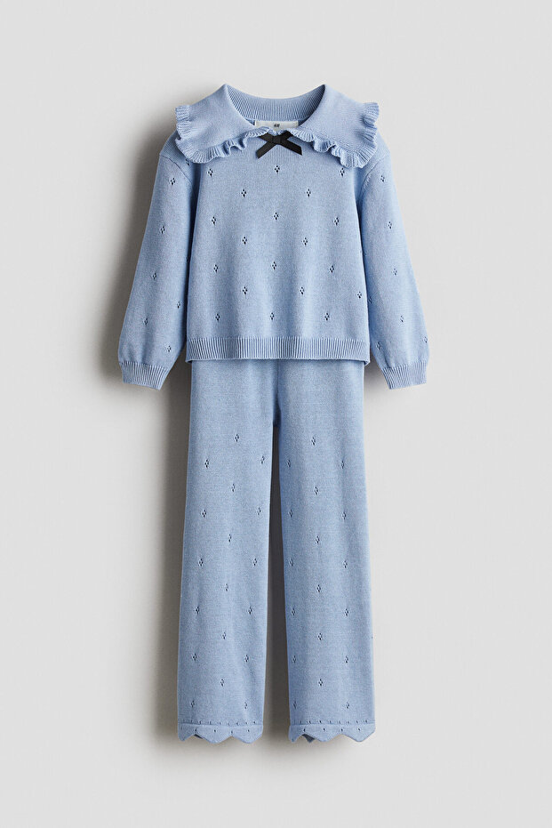 2 Parçalı Delik Desenli Triko Set - 4