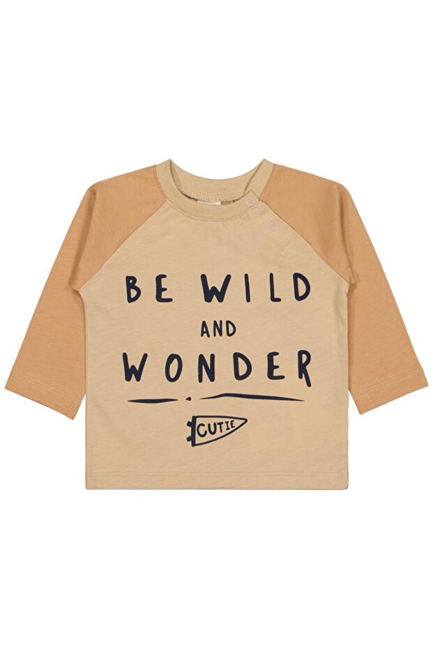 Be Wıld Printed 6-18 Months Sweatshirt - Mustard 6-9 Months