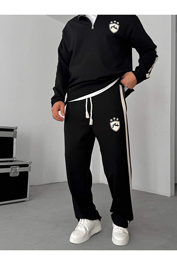 Siyah R Kabartmalı Eşofman RES-1042 - 1