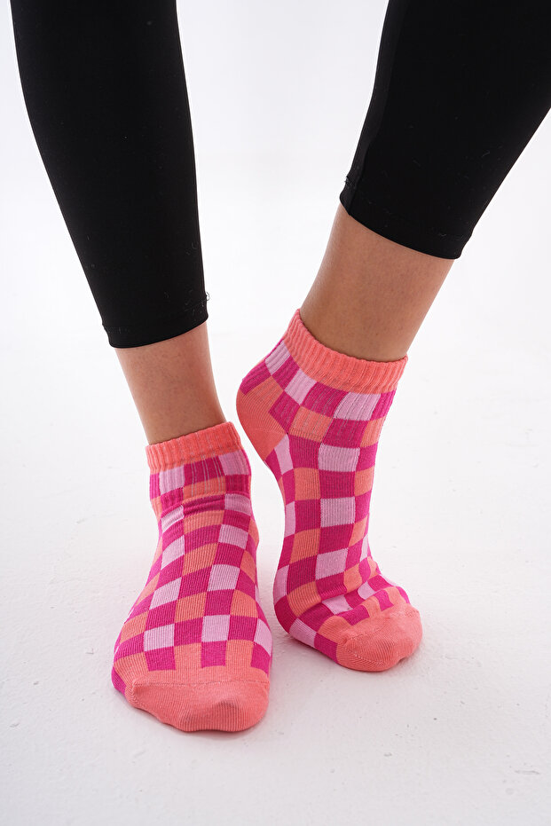 Checkered (Seamless) Cotton Breathable Anti-Sweat Women's Socks