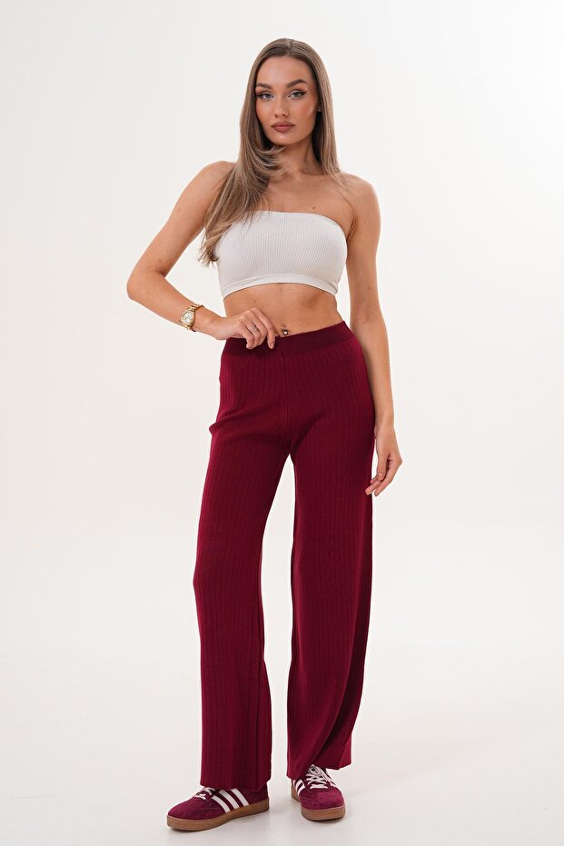 Kadın İspanyol Paça Triko Örme Pantolon 255048 - - 1