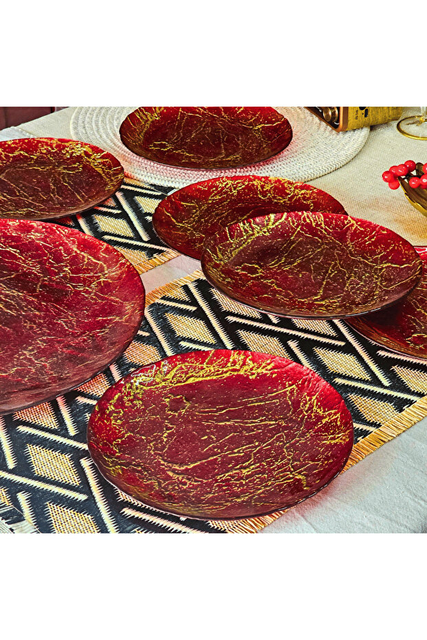 Glasscom Marmo Cam Pasta Tabağı Takımı - 6