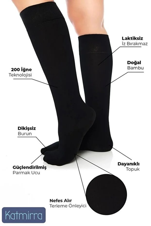 Below the Knee Stitch-Free Bamboo Women's Socks Winter Boots Boot Socks-Black