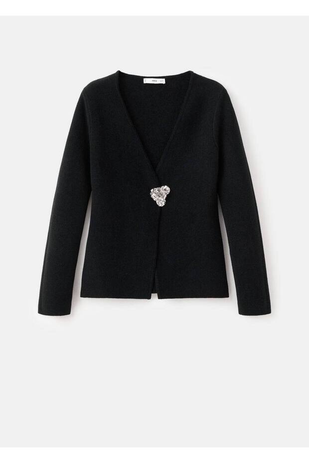 Mücevher düğmeli triko ceket - 3