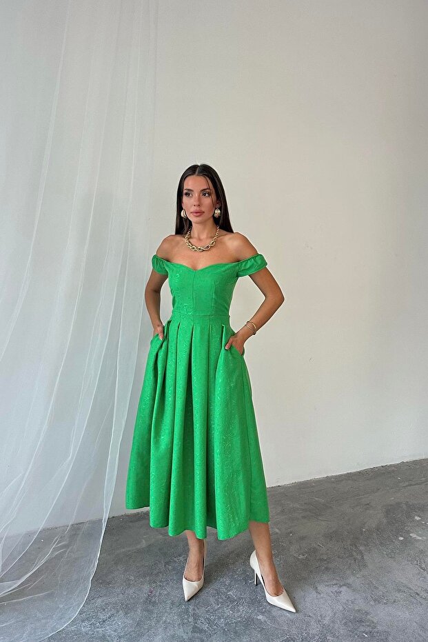 Zarif A Kesim Midi Elbise - 1