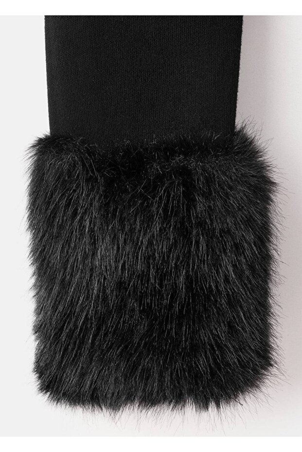 Kürk görünümlü manşetli ceket - 6