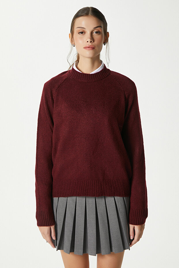 Mushy Bordo Basic Triko Kazak - 2