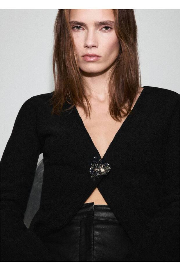 Mücevher düğmeli triko ceket - 7