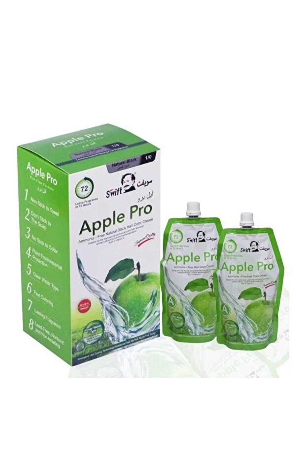 Swift Apple Pro Gray Coverage Hair Dye, Natural Black Hair Color Cream 500ml (Natural Black)