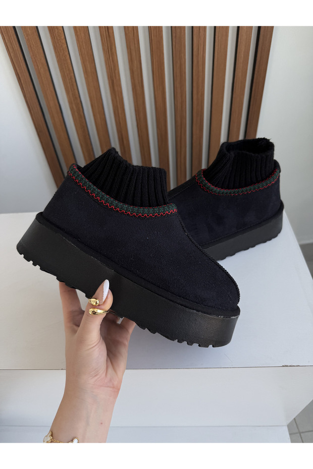 KADIN BOT ÇORAP PLATFORM SİYAH - 1