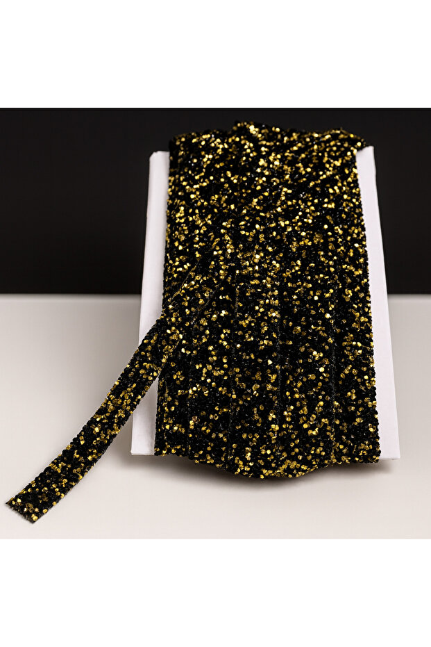 Iron-On Black Gold Stone Strip 2 cm