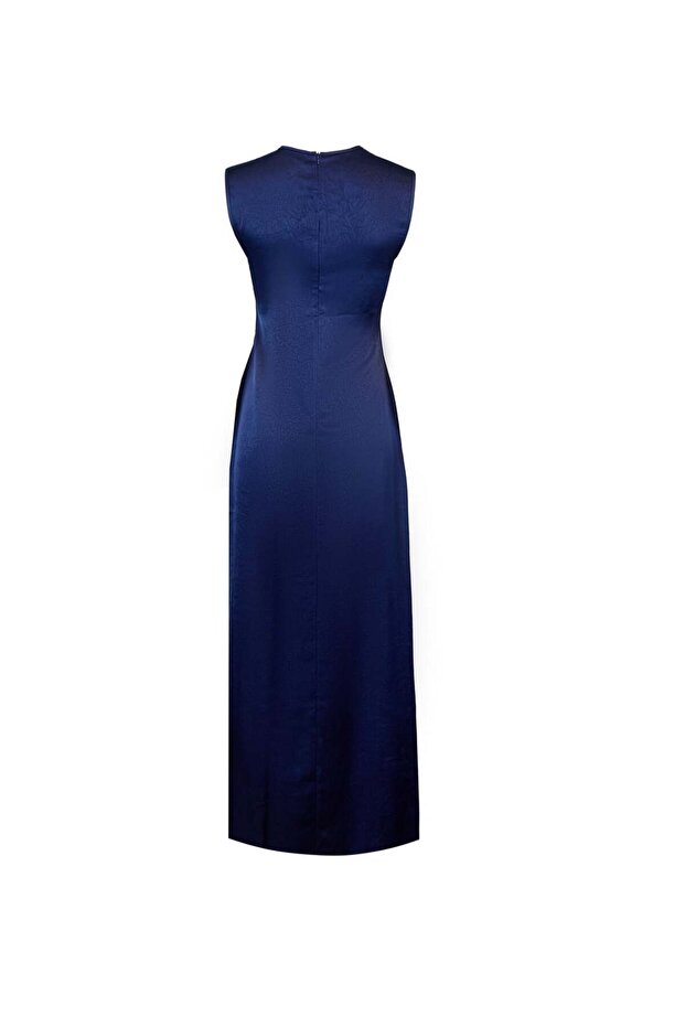 Sıfır Yaka Maxi Elbise - 5