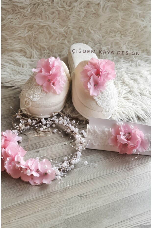 Special Design Mother and Baby Lohusa Crown Set with Pink Hydrangea Flowers