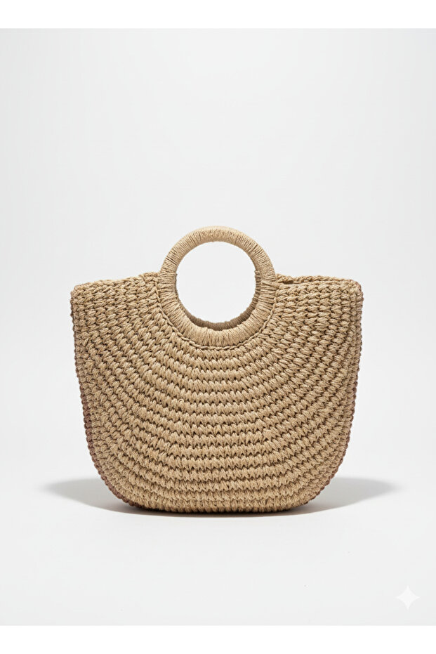 Hand Knitted Straw Bag – Natural Paper String Design