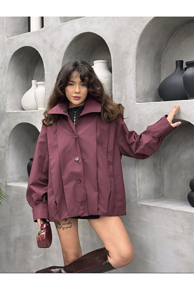 Düğmeli oversize ceket - 1