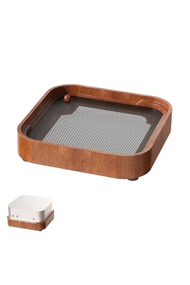 Solid Wood Cooling Stand for Mac mini M4 Pro with Elevated Dust-Proof Base, Anti-Slip Design, Natural Wood Grain Finish, Ergonomic Ventilated Holder for Stability, Style & Space-Saving Desk Setup