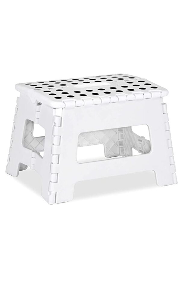 TAME Folding Step Stool For Adults And Kids, Portable Collapsible Plastic Stool Chair, Lightweight Foldable Step Stool For Home, Kitchen, Bathroom and Bedroom (White)
