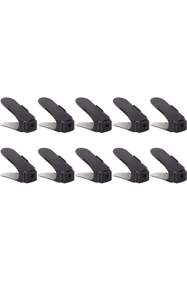 Shoe Slots Organizer,Stackable Shoe Slots Space Saver, Easy Shoe Organizer,Double Deck Shoe Rack Holder for Closet Organization,Black Pack of 10