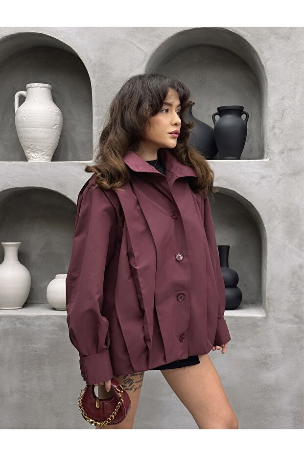 Düğmeli oversize ceket - 3