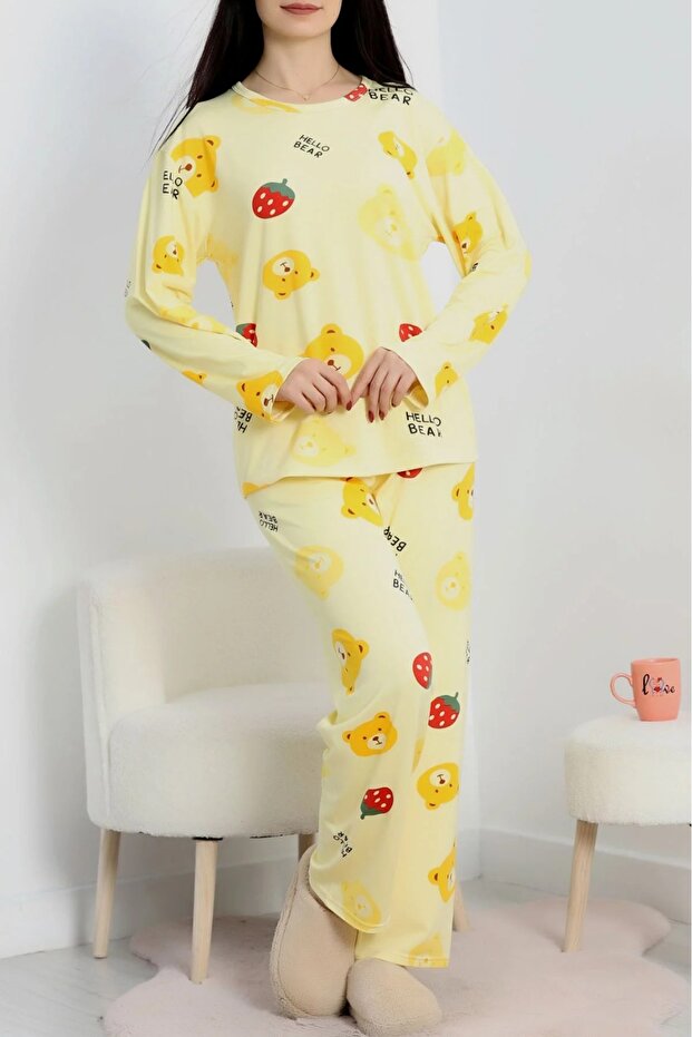 Soft Milan Alt Üst Aynı Pijama Takımı Sarı - 5