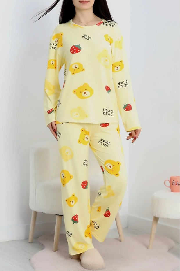 Soft Milan Alt Üst Aynı Pijama Takımı Sarı - 2