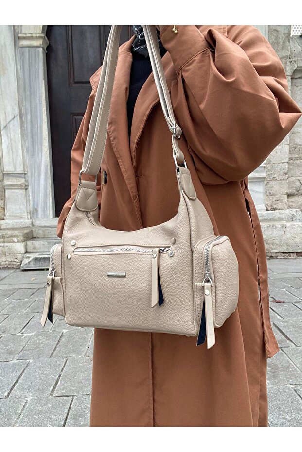 Crossbody and Shoulder Bag with 8 Compartments, Lined, Long Strap, Suitable for Daily Use - 8