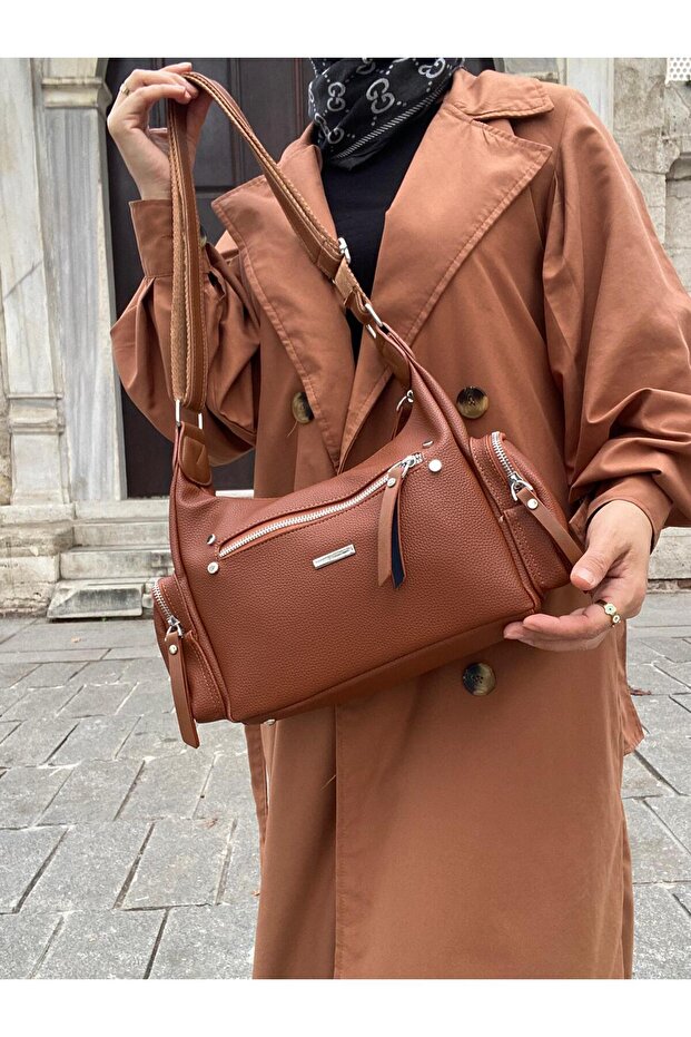 Crossbody and Shoulder Bag with 8 Compartments, Lined, Long Strap, Suitable for Daily Use - 8