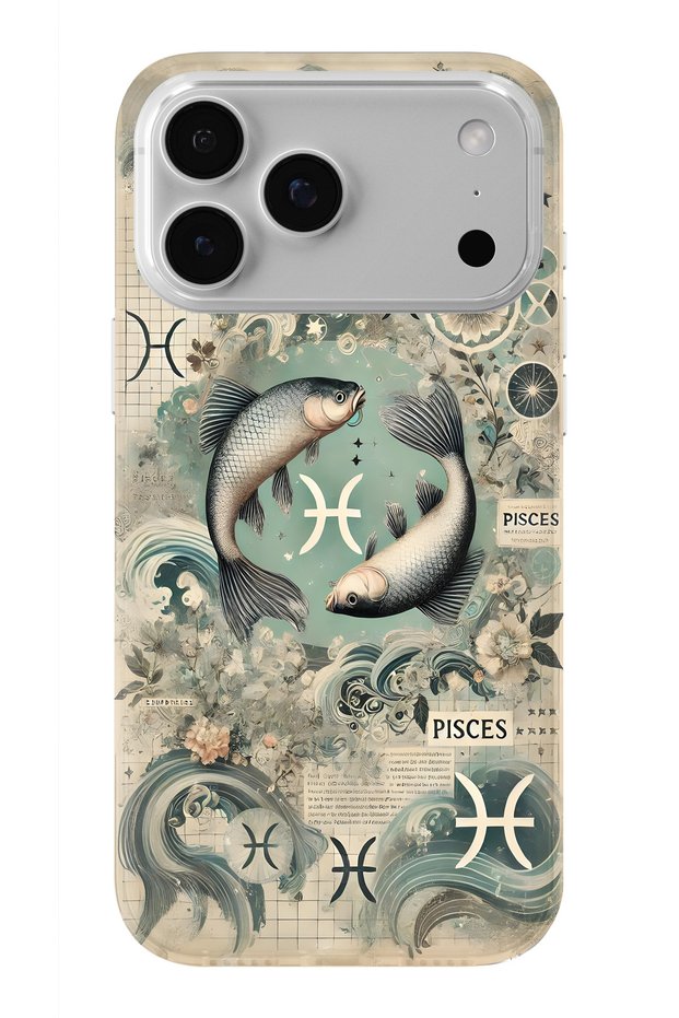iPhone 18 Pro Max Compatible Pisces Pattern Transparent Phone Case