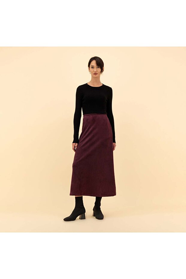 MAXI SUEDE FLARE SKIRT -