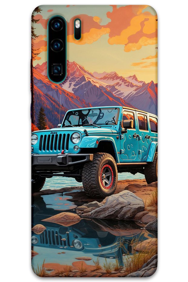 Huawei P30 Pro Compatible Car Patterned Phone Case + Screen Protector - 5758