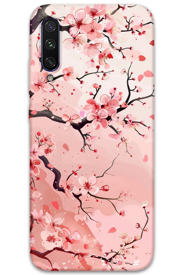 جراب هاتف متوافق مع هاتف Xiaomi Mi A3 بنمط زهور + واقي شاشة - 5805