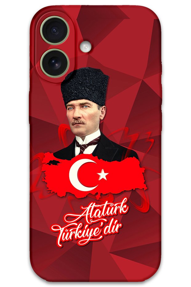 iPhone 16 Plus Compatible Ataturk Patterned Phone Case + Screen Protector - 5851
