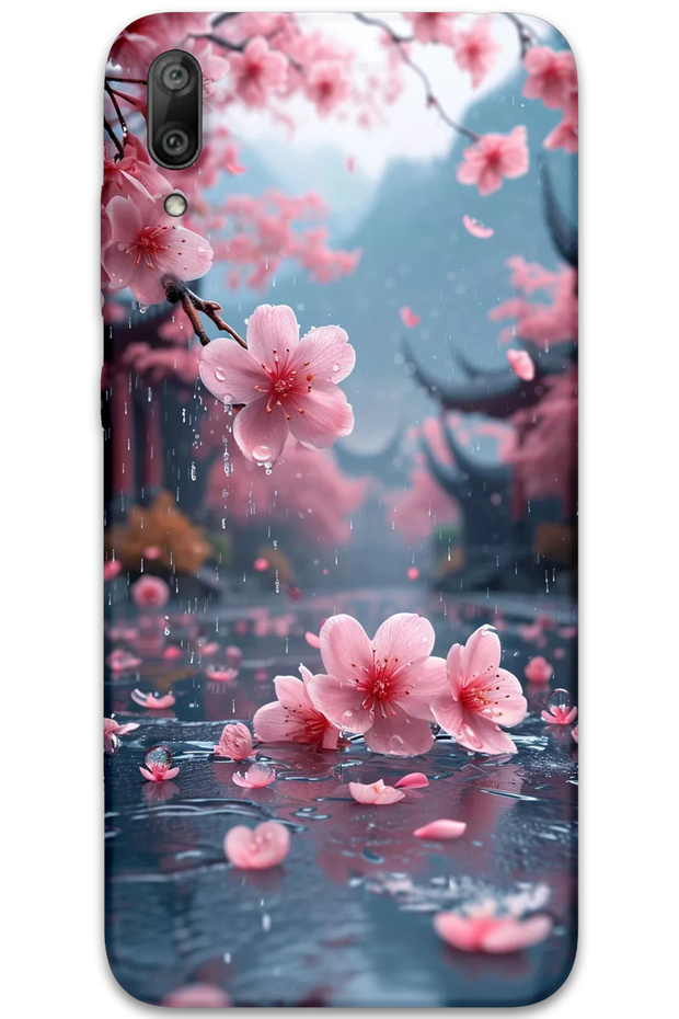 Huawei Y7 Prime 2019 Compatible Floral Pattern Phone Case + Screen Protector - 5794