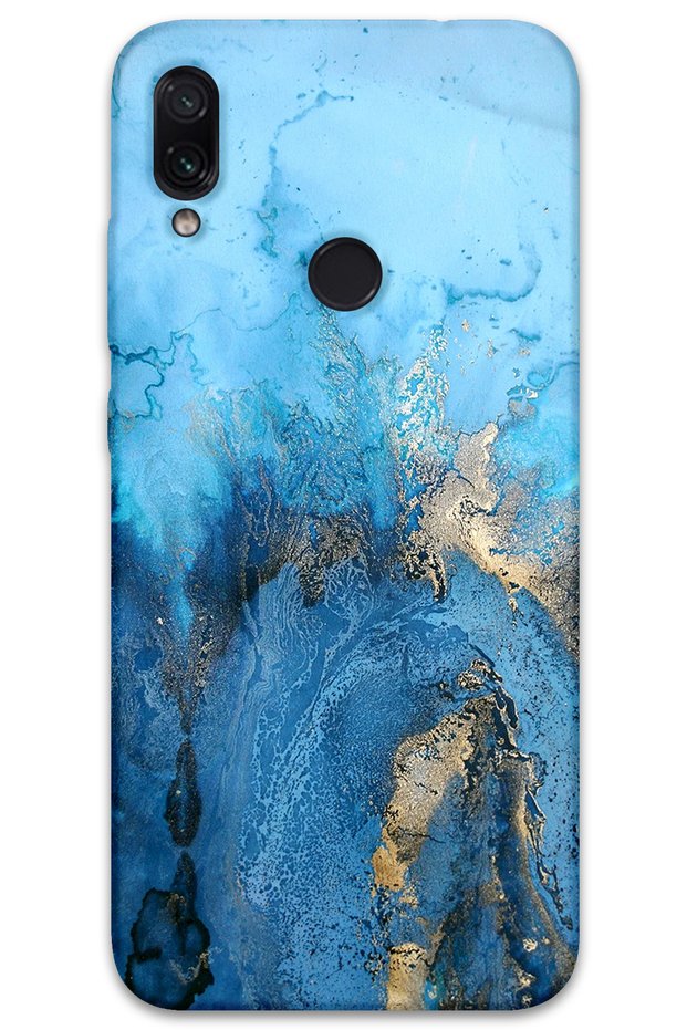 حافظة هاتف بنمط رخامي متوافقة مع هاتف Xiaomi Redmi Note 7 + واقي شاشة - 5812