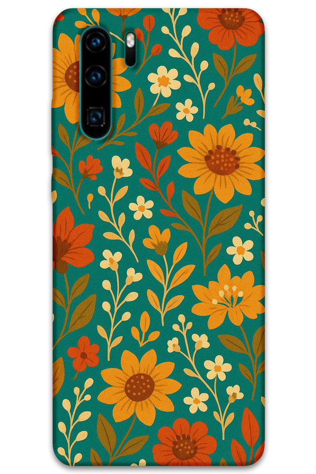 Huawei P30 Pro Compatible Flower Pattern Phone Case + Screen Protector - 5786
