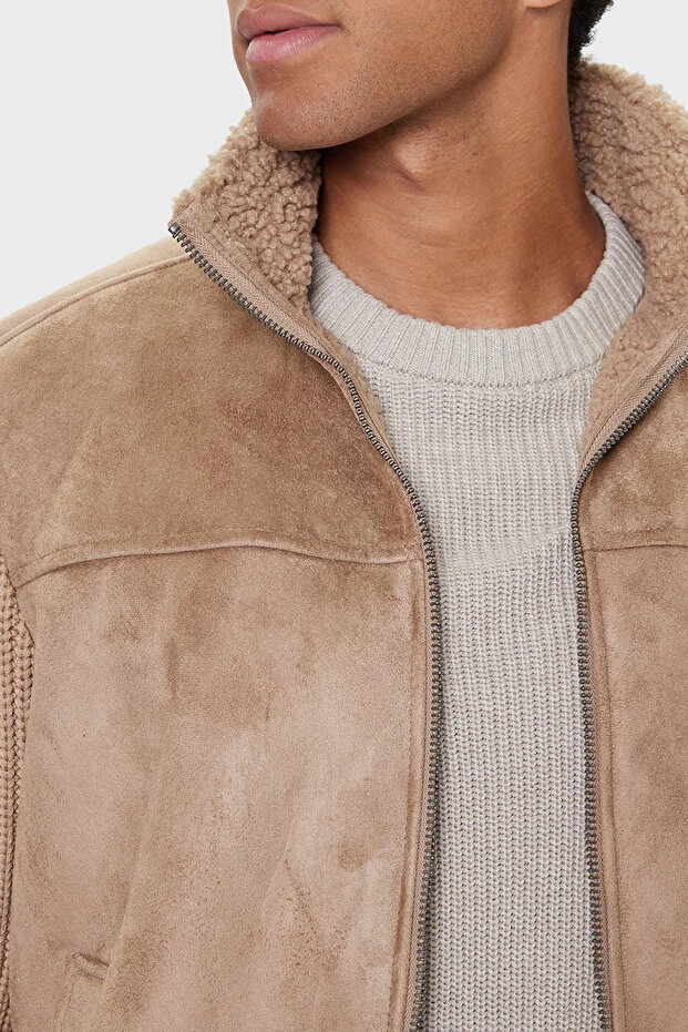 Ls Mn Suede Regular Fit Dik Yaka Örgü Detaylı Ceket M5BR79Z5570 Erkek CEKET M5BR79 Z5570 F13Q - 4