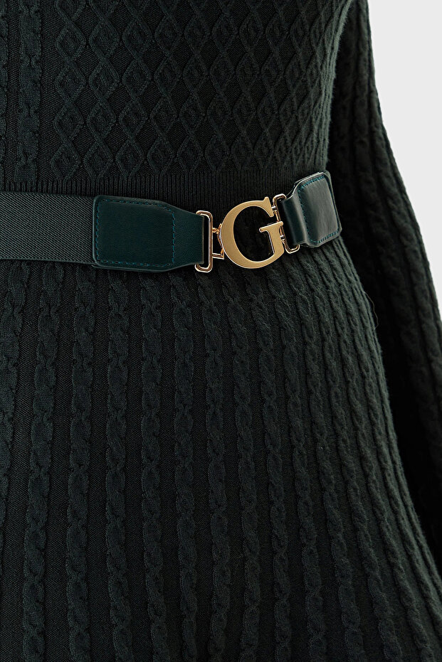 Ls Cn Flare Fit Bisiklet Yaka Kemer Detaylı Mini Triko Elbise W5BK68Z2YJ2 ELBİSE W5BK68 - 4