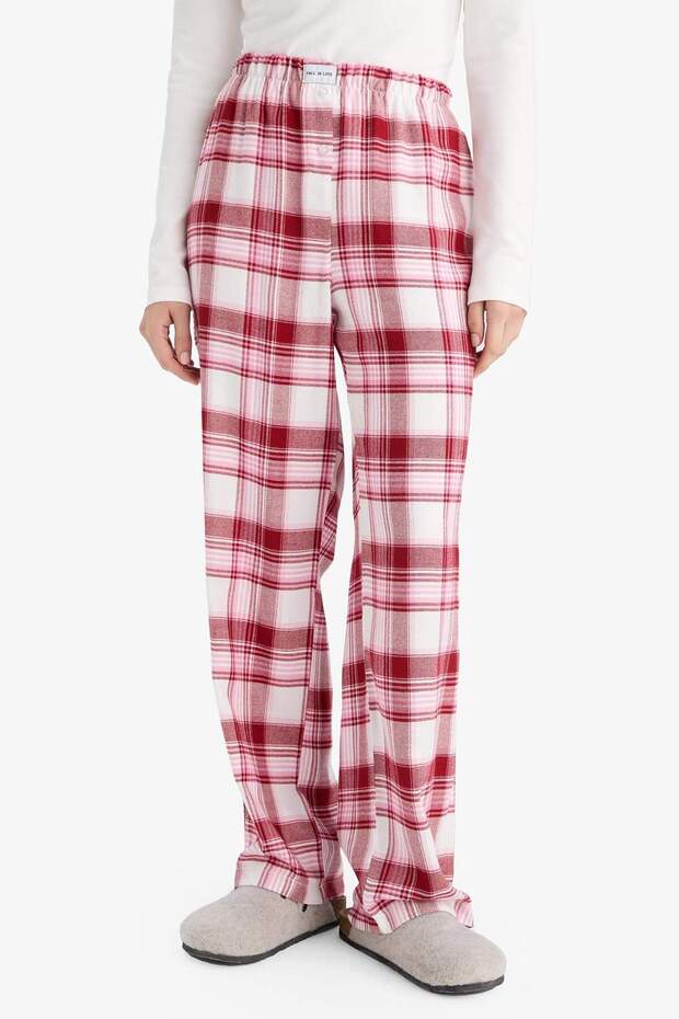 Regular Fit Uzun Kareli Pijama Altı-Fall in Love G0368AX25AU - 4